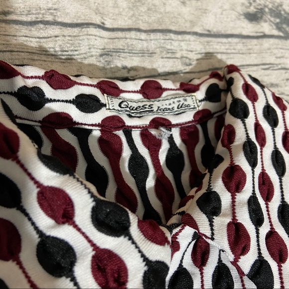 Vintage Guess Jeans Collared Zip-Up Geometric Top - Picture 2 of 7